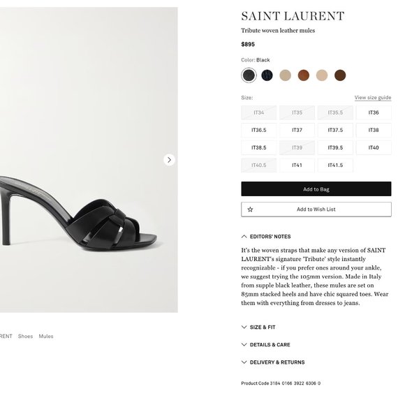 SAINT LAURENT Tribute woven leather mules SZ 36.5 - Picture 16 of 16